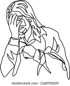 Agony in the Garden hand drawn one line drawing black and white vector design. Continuous single line drawing of Jesus Christ praying. Ideal for poster, card, banner, flyer, logo, and emblem.