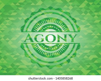 Agony green emblem with mosaic ecological style background. Vector Illustration. Detailed.