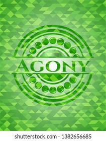 Agony green mosaic emblem. Vector Illustration. Detailed.