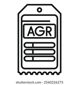 Agr label is hanging and representing agricultural products used in farming and cultivation