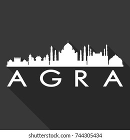 Agra Flat Icon Skyline Silhouette Design City Vector Art Famous Buildings