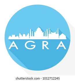 Agra India Asia Flat Icon Skyline Silhouette Design City Vector Art Famous Buildings.