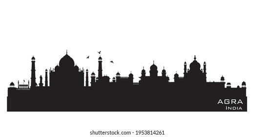 Agra India city skyline Detailed vector silhouette