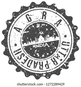 Agra India. City Skyline. Silhouette City. Design Vector. Famous Monuments.