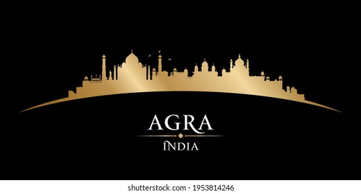 Agra India  city skyline silhouette. Vector illustratio