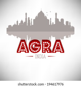 Agra India skyline silhouette design, vector illustration.