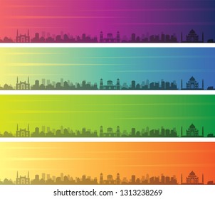 Agra Multiple Color Gradient Skyline Banner