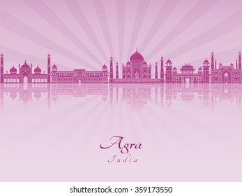 Agra skyline in purple radiant orchid in editable vector file