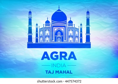 agra Taj Mahal india vector blue background art