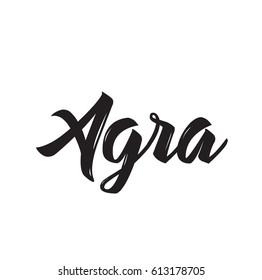 agra, text design. Vector calligraphy. Typography poster. Usable as background.