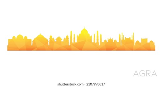 Agra, Uttar Pradesh, India Low Poly Skyline Clip Art City Design. Geometric Polygon Graphic Horizon Icon. Vector Illustration Symbol.