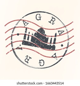 Agra, Uttar Pradesh, India Stamp Postal. Silhouette Seal. Passport Round Design. Vector Icon. Design Retro Travel. National Symbol.
