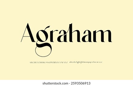 Agraham vector font alphabet with numbers