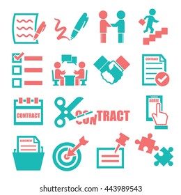 agree, agreement, contract icon set