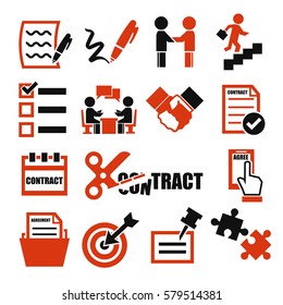 agree, agreement, contract icon set