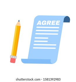 agree blue form document paper cartoon doodle flat design style vector illustration
