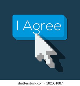 I Agree Button With Arrow Shaped Cursor, Vector Image. 