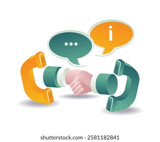 Agree to cooperate via telephone concept illustration