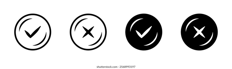 Agree, disagree set icons. Linear and silhouette style. Vector icons.