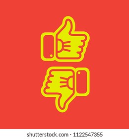 Agree and Disagree Yellow Red Flat Icon Vector Design Isolated With Red Background