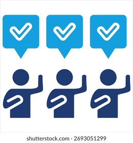 Ilustración vectorial de iconos de Agree Flat Blue