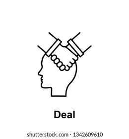 Agree, handshake, head icon. Element of creative thinkin icon witn name. Thin line icon for website design and development, app development. Premium icon