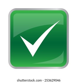 Agree icon on green button. Vector illustration