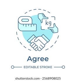 Agree soft blue concept icon. Weight measurement, management. Goal setting, milestone. Round shape line illustration. Abstract idea. Graphic design. Easy to use in infographic, presentation