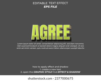 agree text effect ,strong 3d blue typeface font effect, modern, vector template