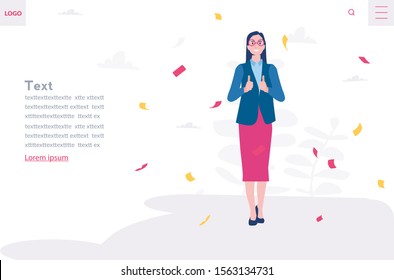 I agree, women doing positive gestures. Vector illustration for web banner, infographics, mobile. Happy business woman, successful project.