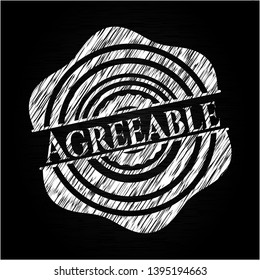 Agreeable chalkboard emblem written on a blackboard. Vector Illustration. Detailed.