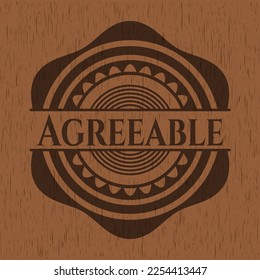 Agreeable retro wooden emblem. Vector Illustration. 