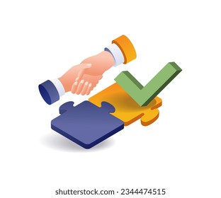 Agreed to cooperate in developing the business flat and isometric illustration