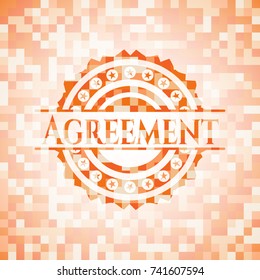Agreement abstract emblem, orange mosaic background