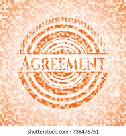 Agreement abstract orange mosaic emblem with background
