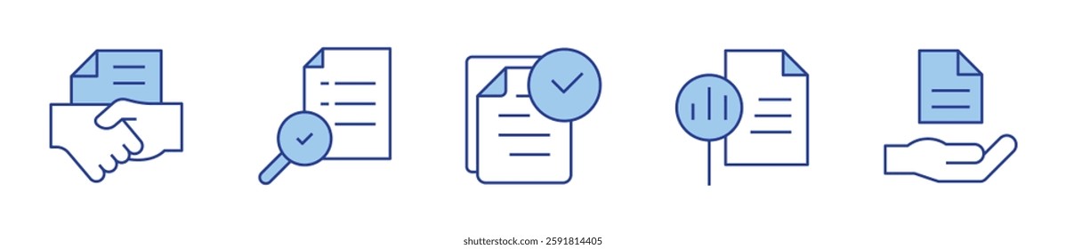 agreement, analysis, information, time, report. Document Icon vector illustration. Line Duotone style. Editable stroke.