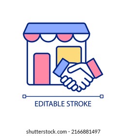 Agreement Between Business And Vendor RGB Color Icon. Product Supply Contract. Attract Capital Investments. Isolated Vector Illustration. Simple Filled Line Drawing. Editable Stroke. Arial Font Used