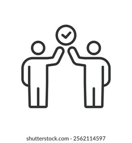 Agreement between people, icon in line design. Agreement between people, contract, collaboration, partnership on white background vector. Agreement between people editable stroke icon