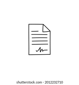Agreement business document house icon in flat black line style, isolated on white background 