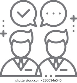 Agreement Business people icon with black outline style. handshake, people, team, partnership, cooperation, contract, group. Vector illustration