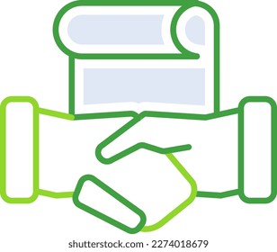 Agreement business people icon with green outline style. agreement, business, icon, symbol, handshake, outline, people. Vector Illustration