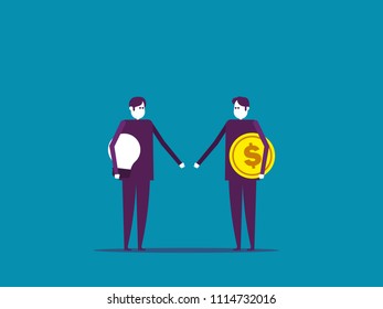 Agreement. Business team and partnership exchanging , Vector business idea illustration, Global business, Shakking hand.