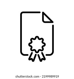 Agreement certificate icon, Line Vector graphics