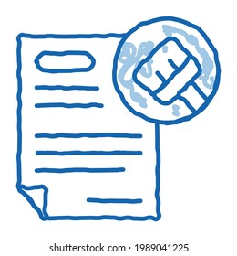 Aviso Limpiar el vector de icono de esbozo. Dibujo manual de la línea azul del doodle Acuerdo de Limpieza. ilustración de símbolo aislado