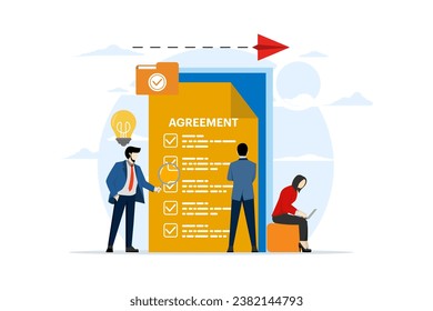 agreement concept, collaboration business, contract entrepreneur, business deal, collaboration agreement or document, successful contract or negotiation, start-up, flat vector illustration.