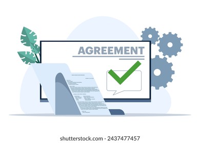 agreement concept, collaboration business, contract entrepreneur, business deal, collaboration agreement or document, successful contract or negotiation, start-up, flat vector illustration.