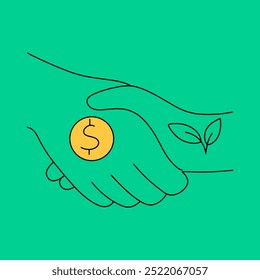 Agreement concept. Green business. Friendly handshake