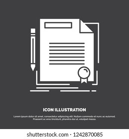 agreement, contract, deal, document, paper Icon. glyph vector symbol for UI and UX, website or mobile application
