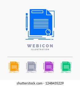 agreement, contract, deal, document, paper 5 Color Glyph Web Icon Template isolated on white. Vector illustration