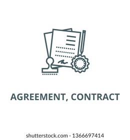 Agreement, contract line icon, vector. Agreement, contract outline sign, concept symbol, flat illustration